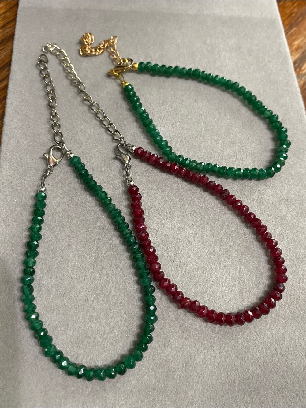 Emerald & Ruby Faceted Bracelets